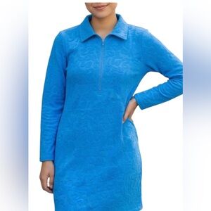 NWTS Halara Dress Blue Textured Long Sleeve active wear, work casual, size M